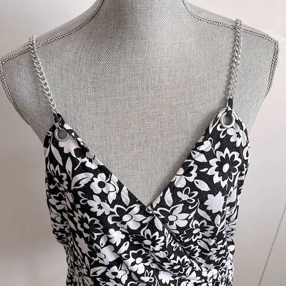 MICHAEL KORS NWOT Chain Strap Floral Cotton Dressy Tank Top, Size M - Picture 2 of 11
